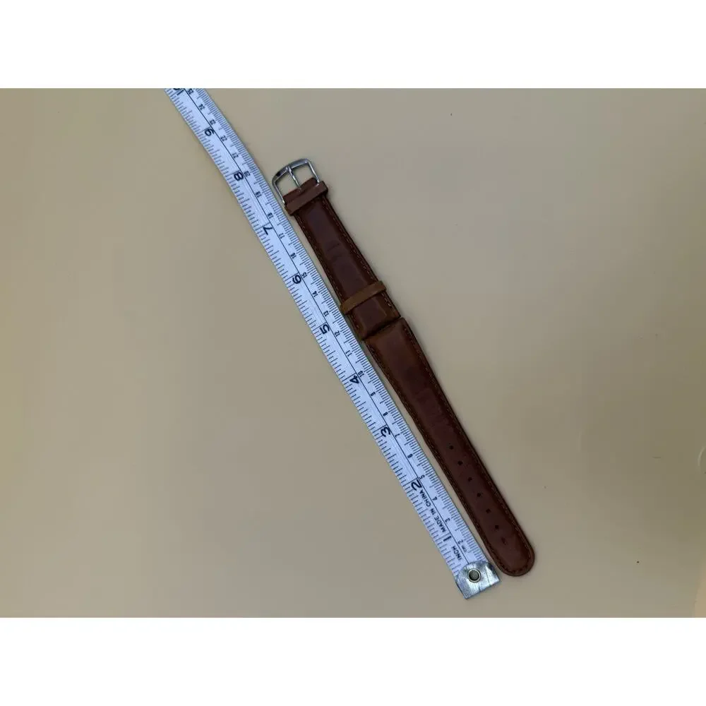 19mm KREISLER Genuine Shark Brown NOS Vintage Watch Band & Gold-Tone Buckle